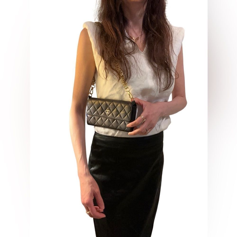 Chanel Black Quilted Leather Wallet